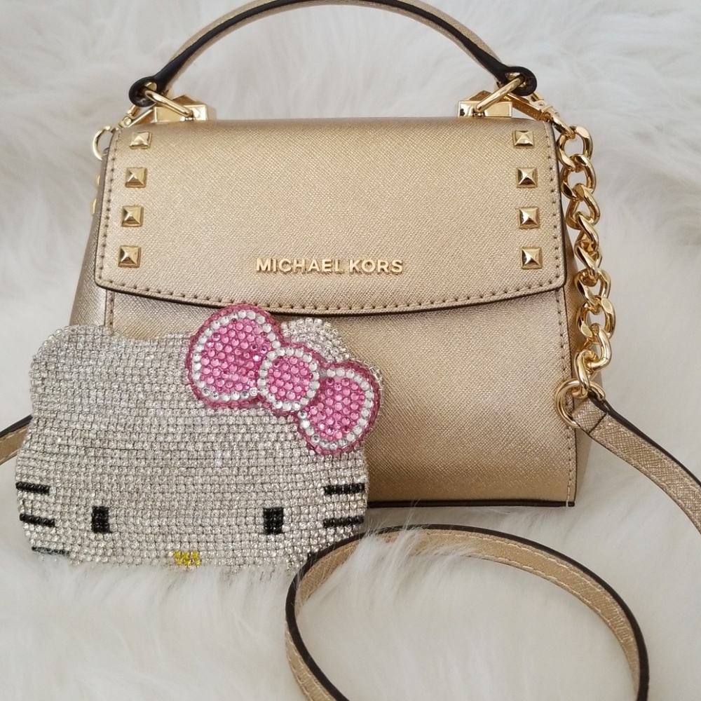 Michael Kors Gold Studded Crossbody Handbag - Picture 2 of 8